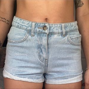 Light wash jean shorts